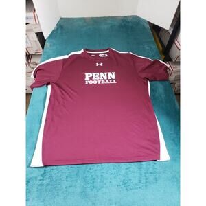 Penn Quakers Under Armour Shirt Size Large Mens Red Short Sleeve Football NCAA